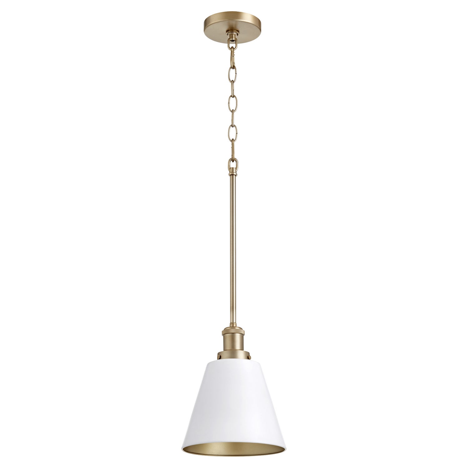 Quorum - 877-0880 - One Light Pendant - 877 Cone Pendants - Studio White|Aged Brass