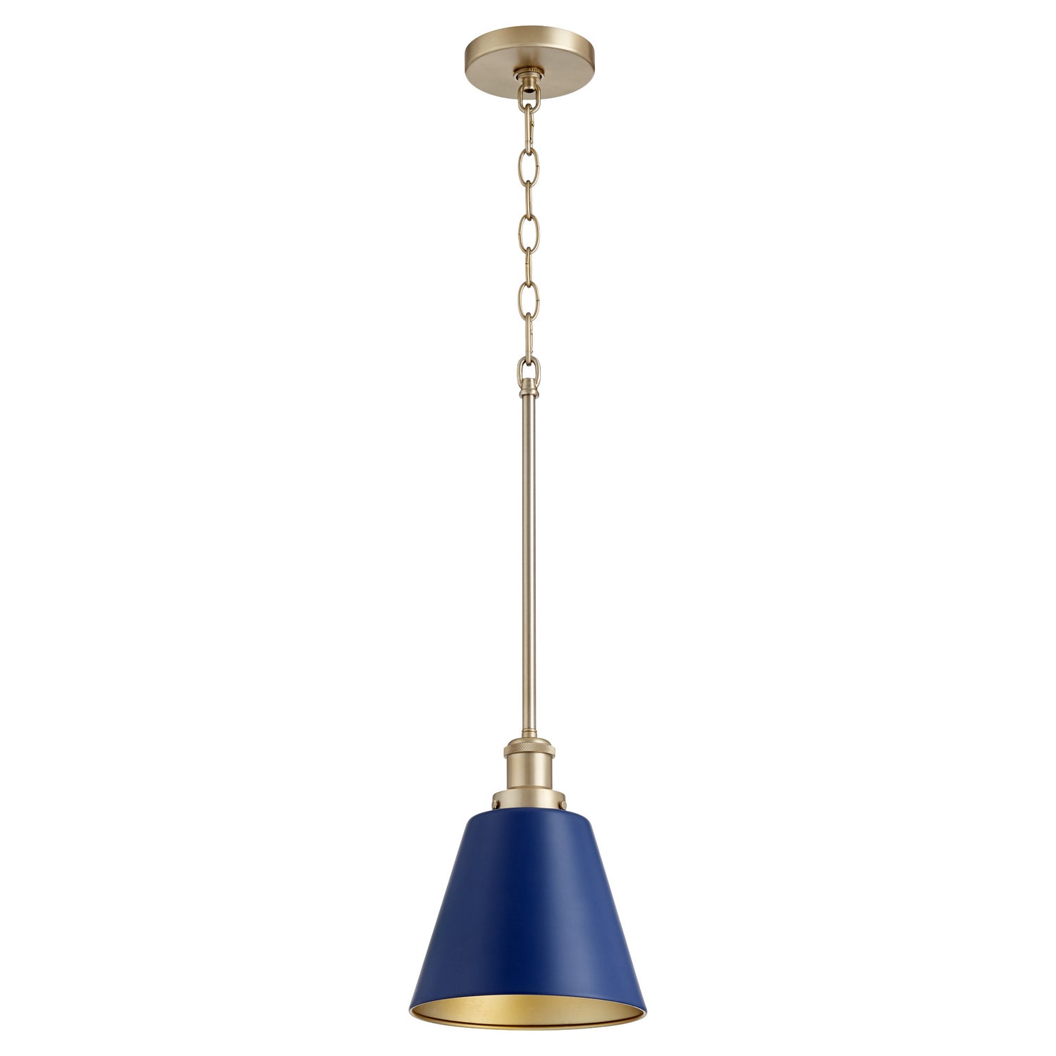 Quorum - 877-3280 - One Light Pendant - 877 Cone Pendants - Blue|Aged Brass