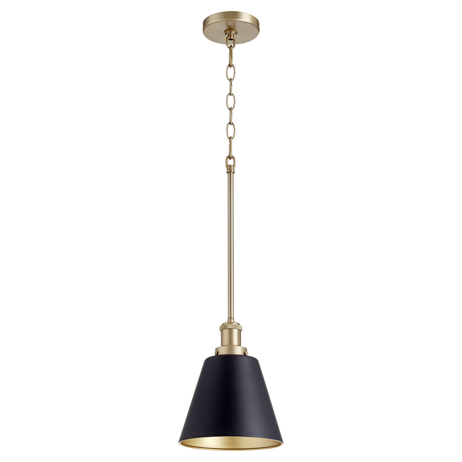 Quorum - 877-6980 - One Light Pendant - 877 Cone Pendants - Textured Black|Aged Brass
