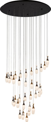 PageOne - PP121221-DT/AL/BG - LED Chandelier - La Botella - Deep Taupe / Brushed Aluminum / Brushed Gold