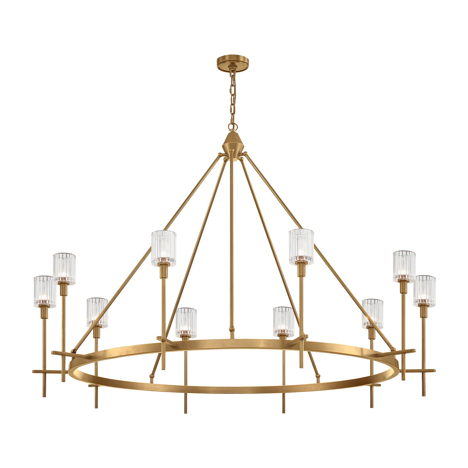 Alora - CH314310VBRC - Ten Light Chandelier - Salita - Ribbed Crystal/Vintage Brass