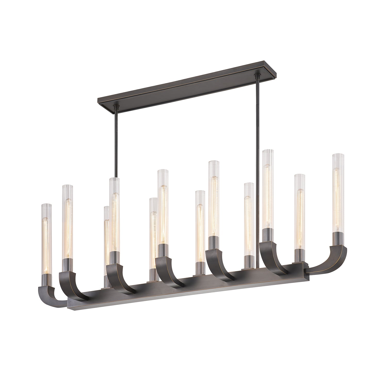 Alora - LP316012UBCR - 12 Light Island Pendant - Flute - Ribbed Glass/Urban Bronze