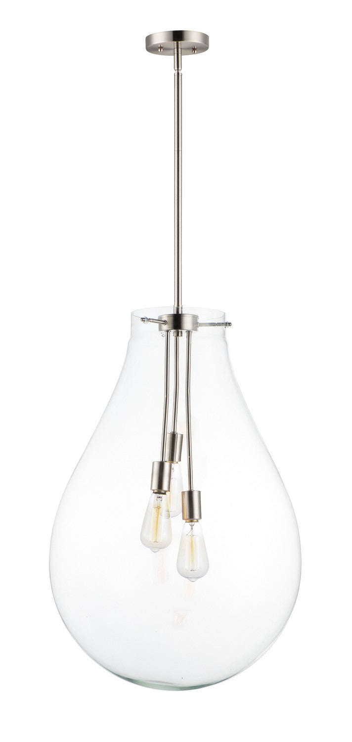 Maxim - 10166CLSN - Three Light Pendant - Gourd - Satin Nickel