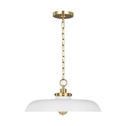Visual Comfort Studio - CP1231MWTBBS - One Light Pendant - Wellfleet - Matte White and Burnished Brass