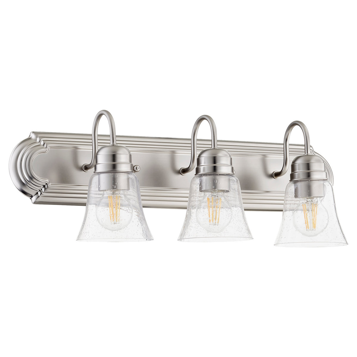 Quorum - 5094-3-265 - Three Light Vanity - Campbell - Satin Nickel|Clear Seeded