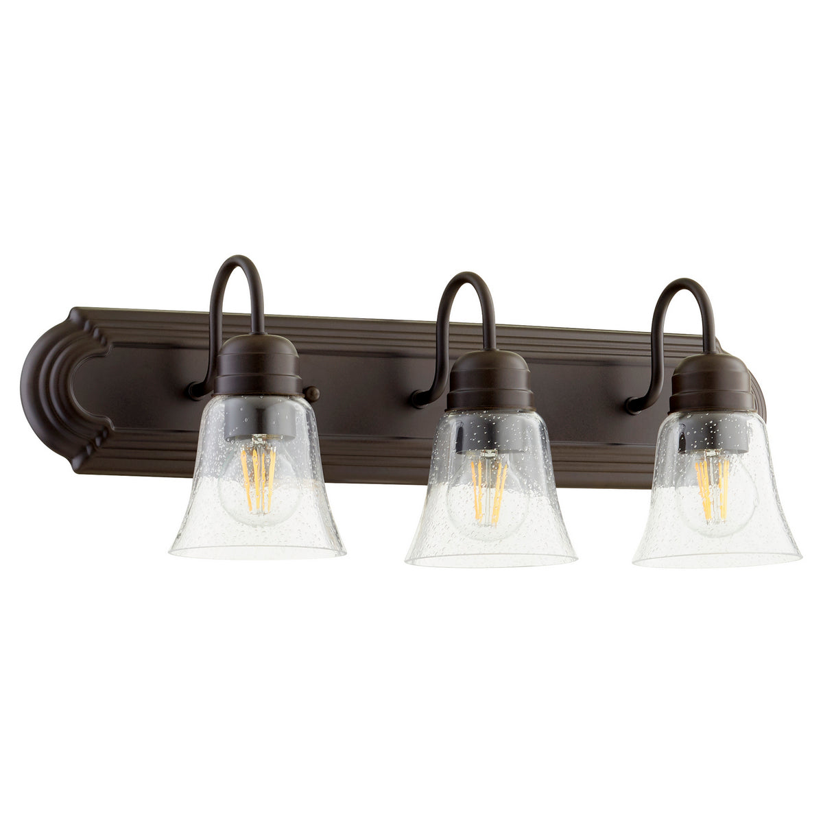 Quorum - 5094-3-286 - Three Light Vanity - Campbell - Oiled Bronze|Clear Seeded