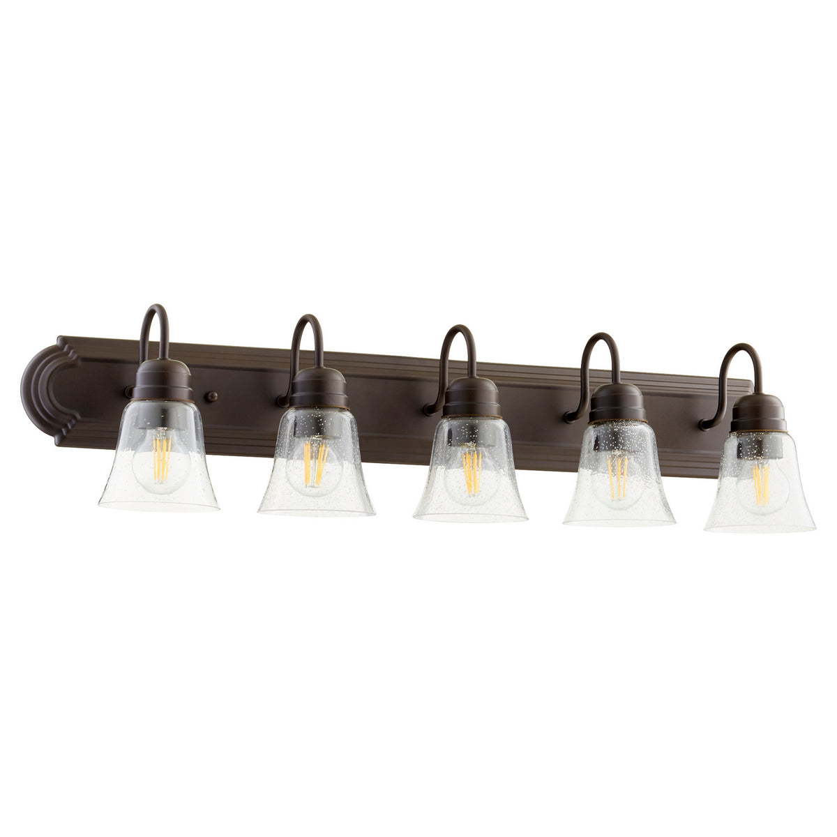 Quorum - 5094-5-286 - Five Light Vanity - Campbell - Oiled Bronze|Clear Seeded