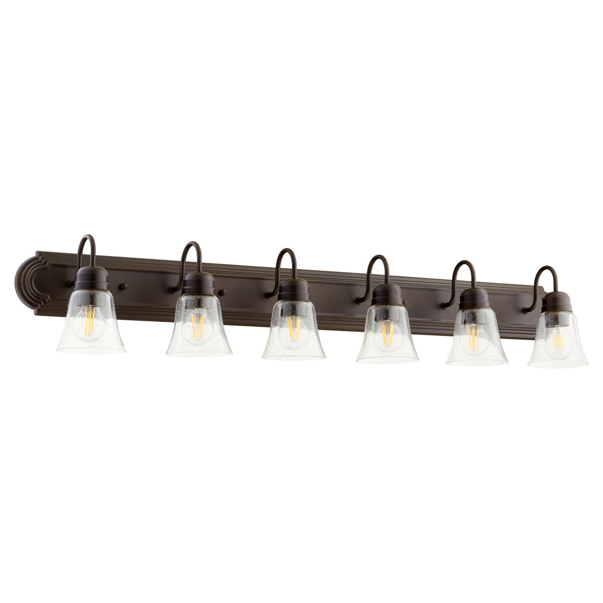 Quorum - 5094-6-286 - Six Light Vanity - Campbell - Oiled Bronze|Clear Seeded
