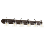 Quorum - 5094-6-286 - Six Light Vanity - Campbell - Oiled Bronze|Clear Seeded