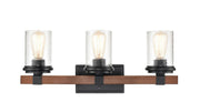 Millennium - 3803-MB/WG - Three Light Vanity - Taos - Matte Black/Wood Grain