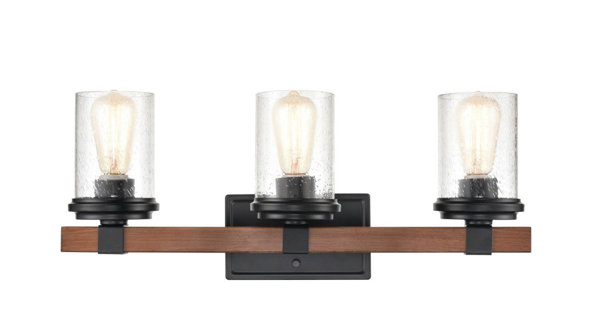 Millennium - 3803-MB/WG - Three Light Vanity - Taos - Matte Black/Wood Grain