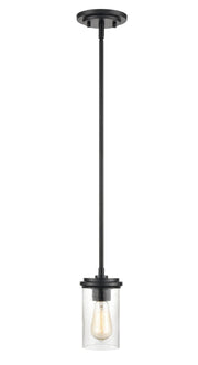 Millennium - 3811-MB - One Light Mini Pendant - Taos - Matte Black/Wood Grain