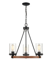 Millennium - 3823-MB/WG - Three Light Chandelier - Taos - Matte Black/Wood Grain