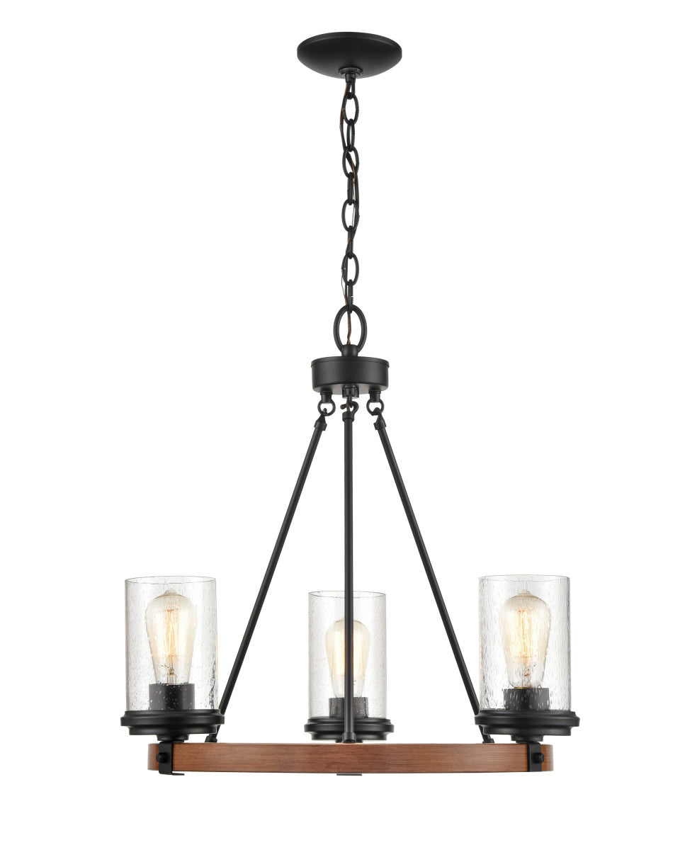 Millennium - 3823-MB/WG - Three Light Chandelier - Taos - Matte Black/Wood Grain