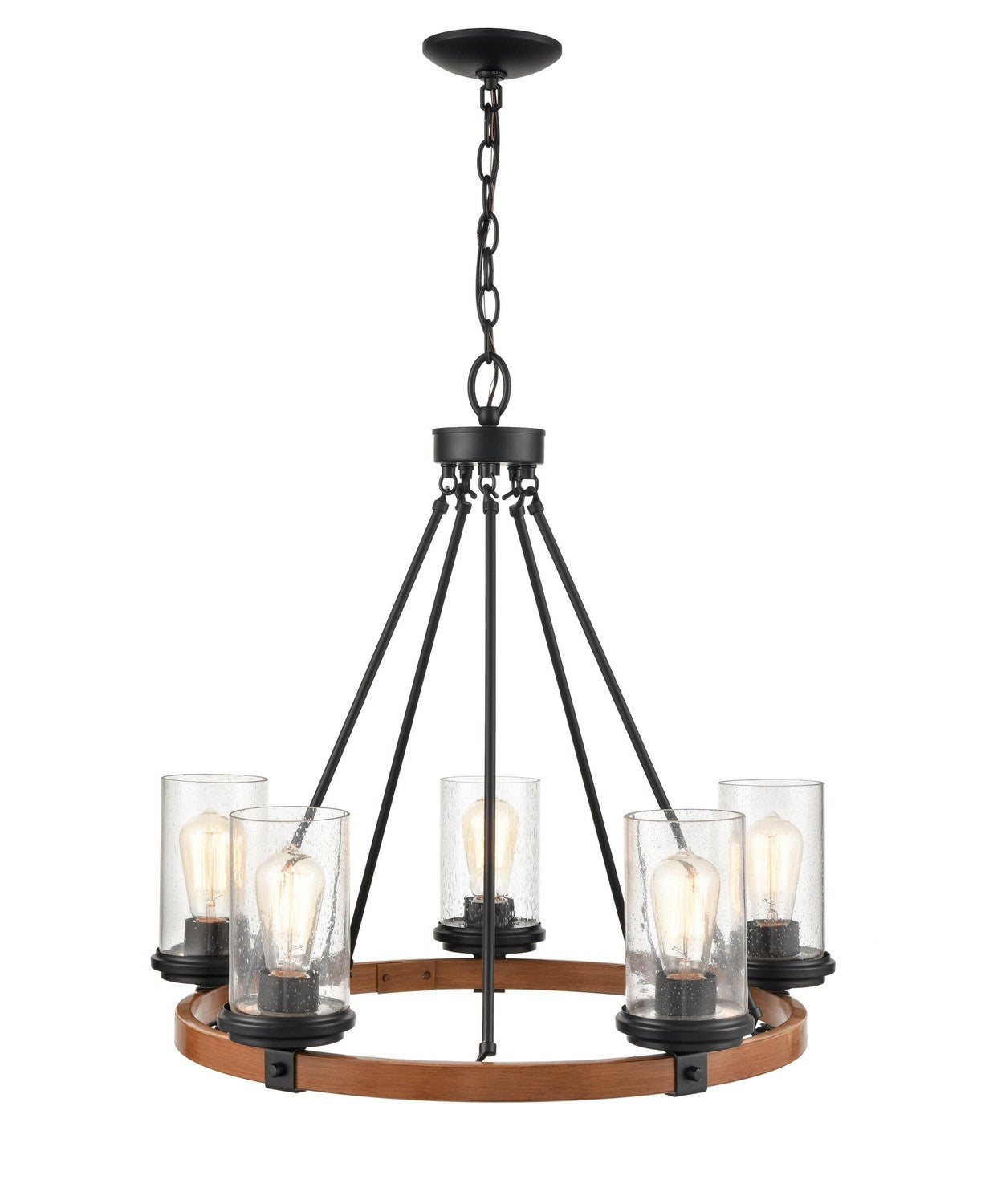 Millennium - 3825-MB/WG - Five Light Chandelier - Taos - Matte Black/Wood Grain
