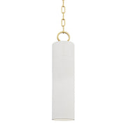 Hudson Valley - 2384-AGB/WH - One Light Pendant - Brookville - Aged Brass/Soft Off White