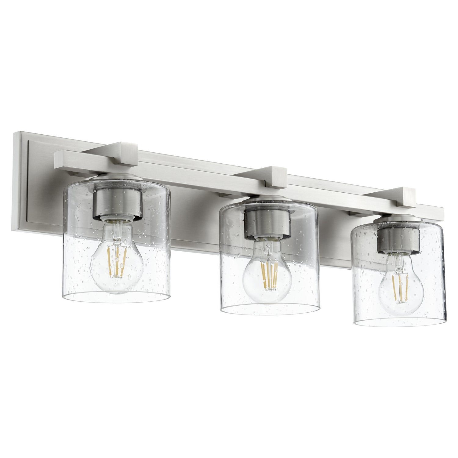 Quorum - 5369-3-265 - Three Light Vanity - Kaplan - Satin Nickel|Clear Seeded
