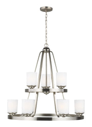 Generation Lighting - 3130709EN3-962 - Nine Light Chandelier - Kemal - Brushed Nickel