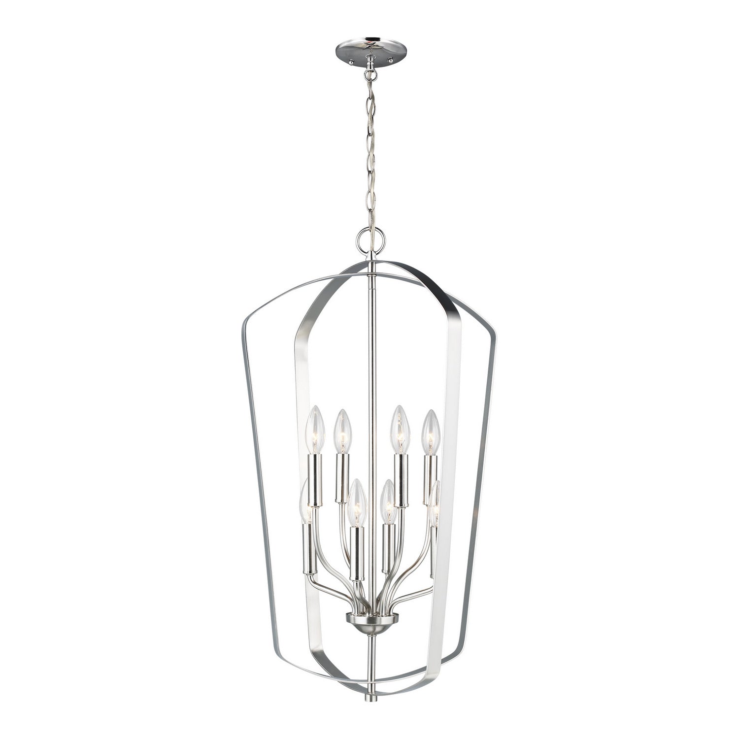 Generation Lighting - 5134908-962 - Eight Light Hall / Foyer Pendant - Romee - Brushed Nickel