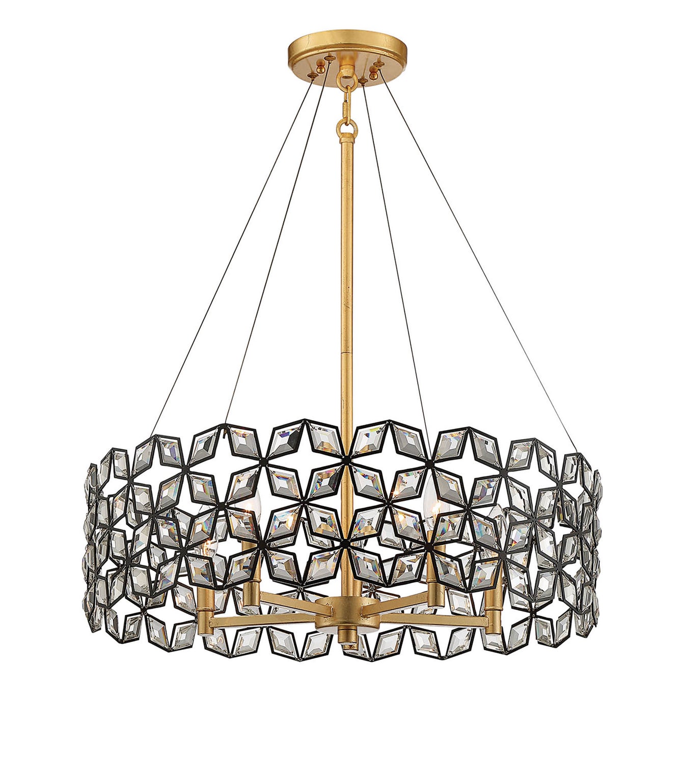 Metropolitan - N7845-711 - Five Light Pendant - Brookcrest - Sand Coal With Gold Highlights