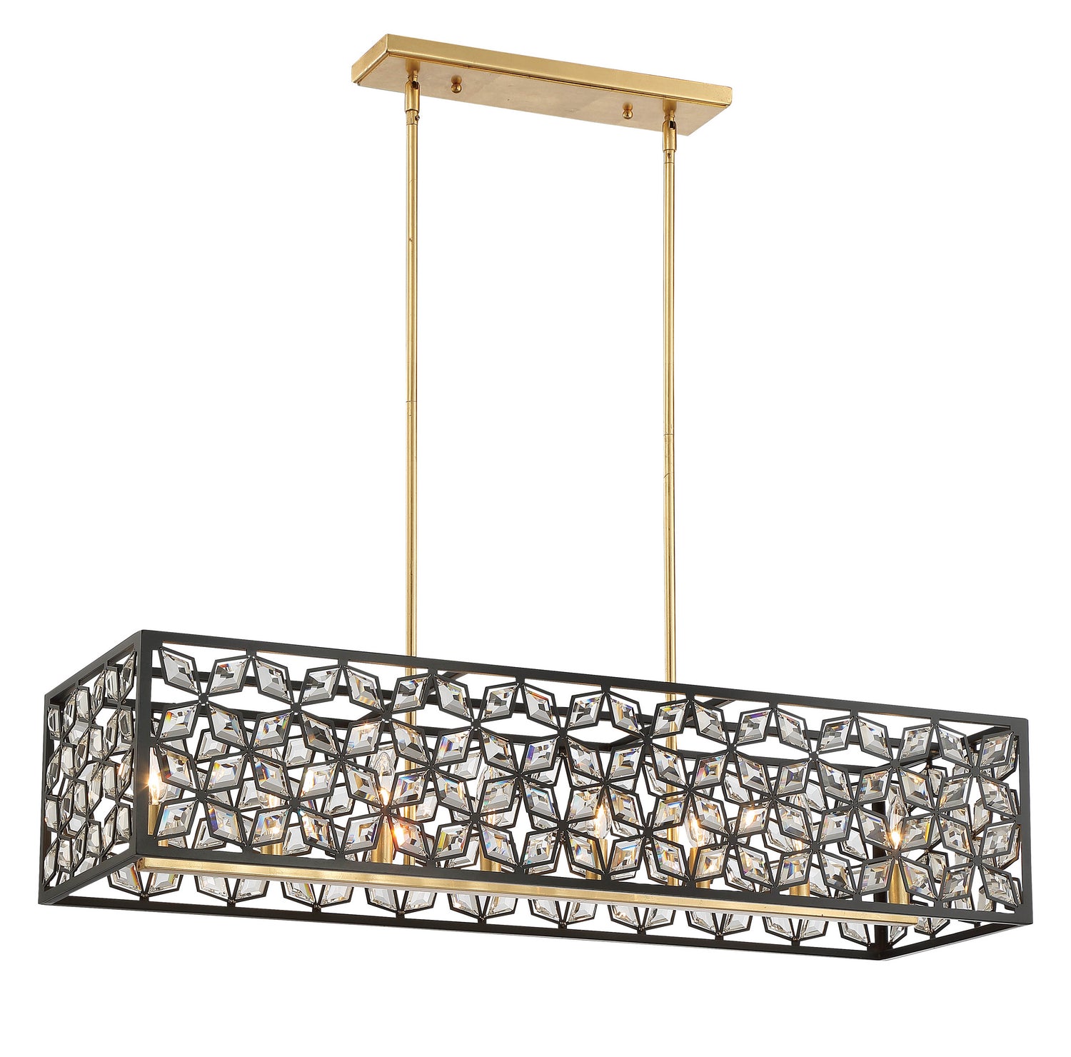 Metropolitan - N7848-711 - Eight Light Island Pendant - Brookcrest - Sand Coal With Gold Highlights