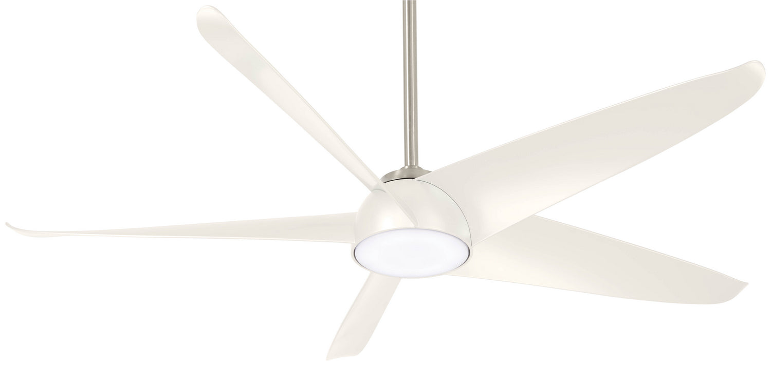 Minka Aire - F771L-BN/WH - 60"Ceiling Fan - Ellipse - Brushed Nickel With White Blades