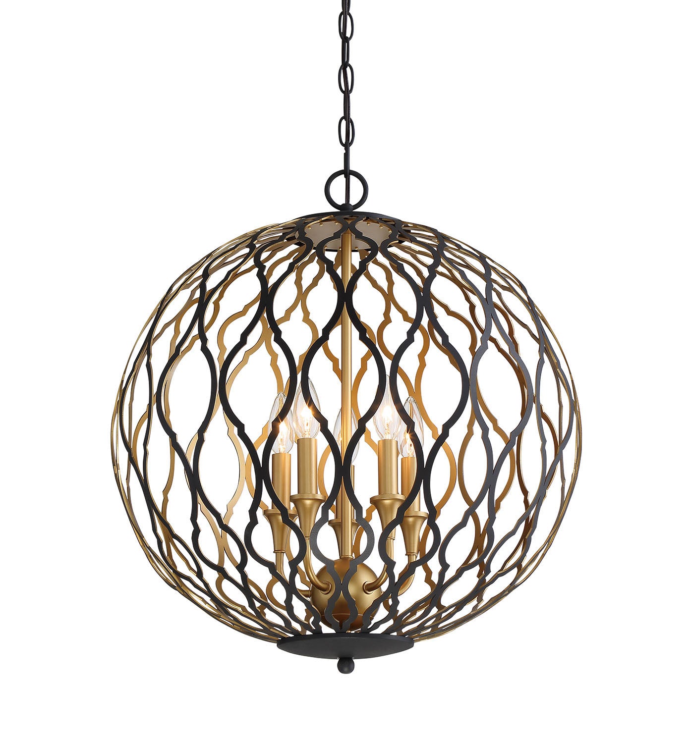 Minka-Lavery - 2405-680 - Five Light Pendant - Gilded Glam - Sand Coal w/Painted And Plated Honey Gold