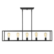 Golden - 2072-LP BLK - Five Light Linear Pendant - Wesson - Matte Black