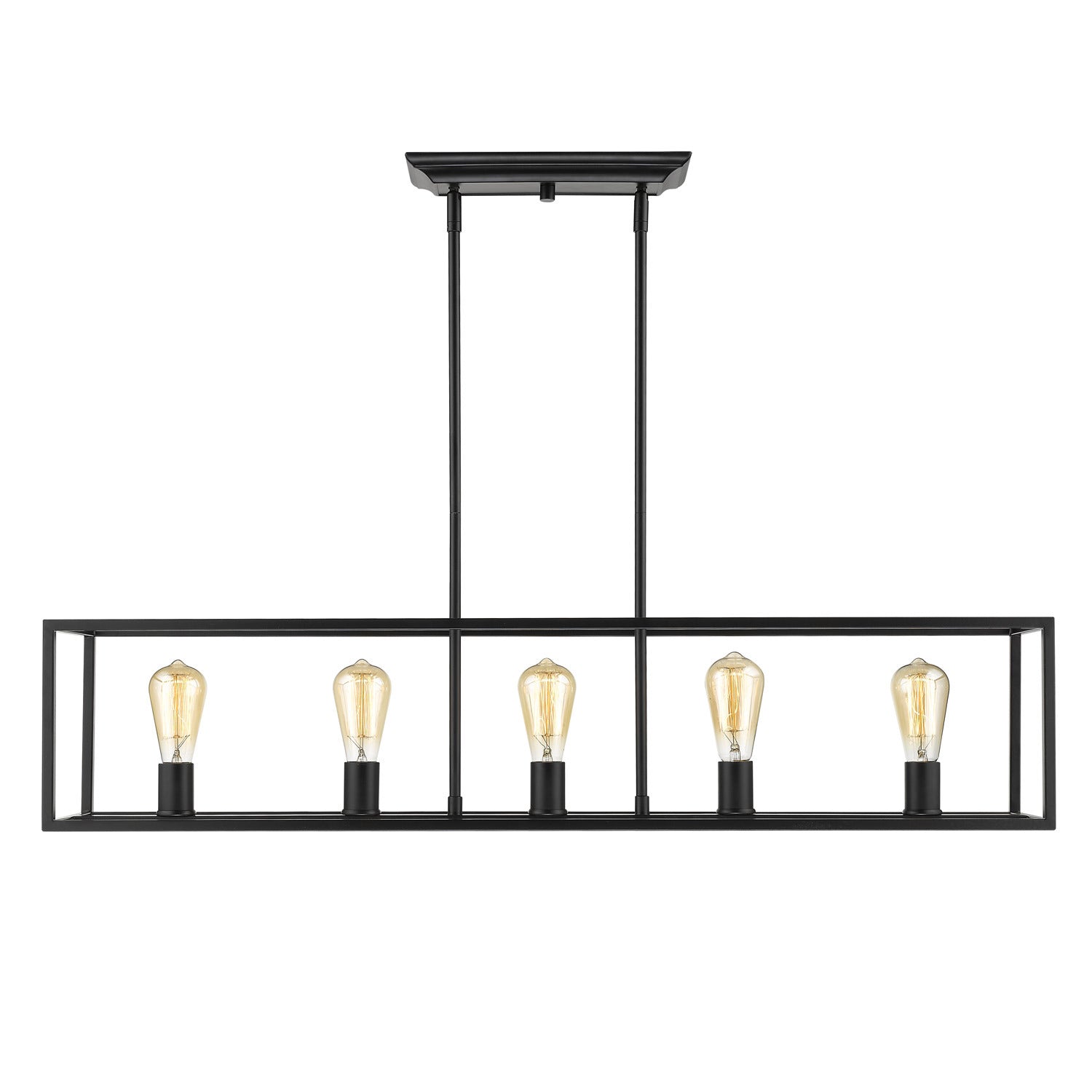 Golden - 2072-LP BLK - Five Light Linear Pendant - Wesson - Matte Black