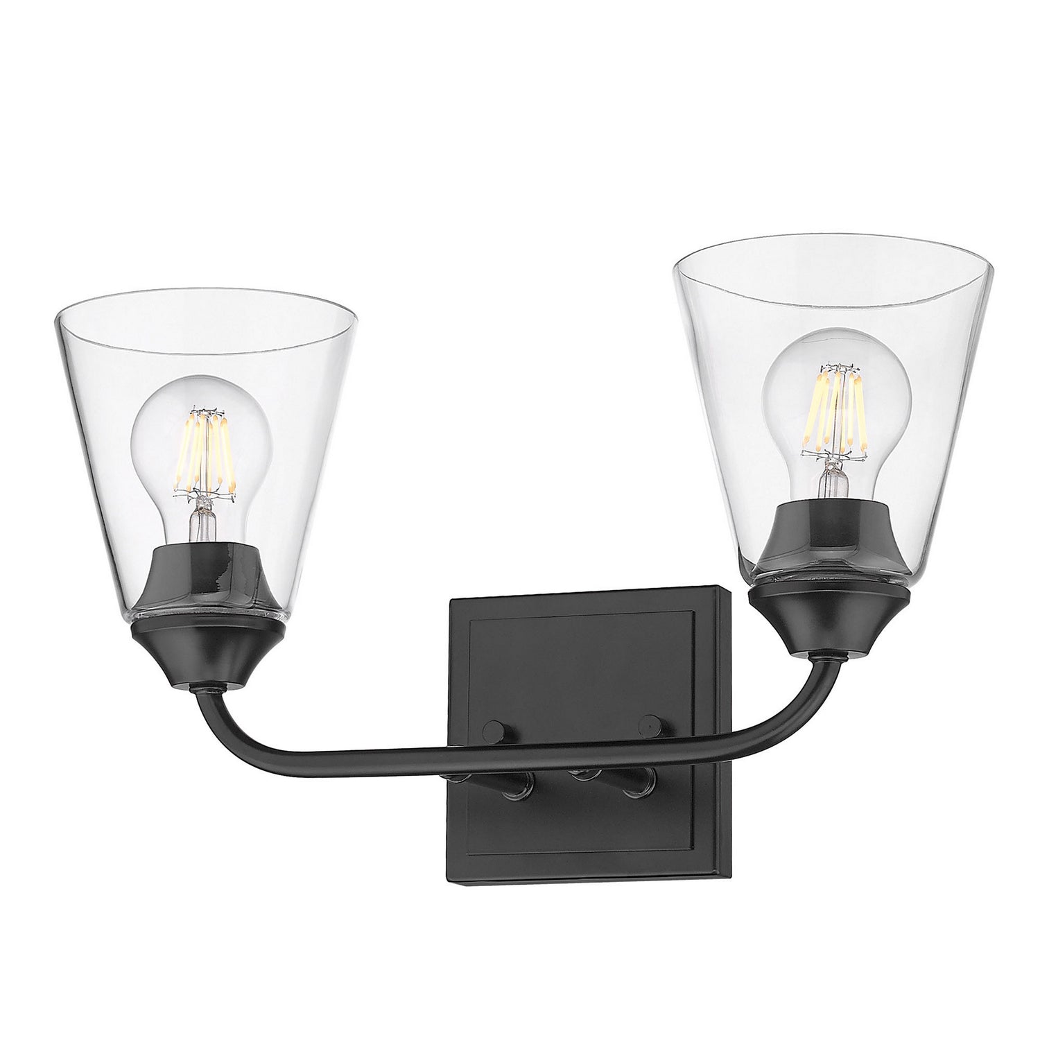 Golden - 2120-BA2 BLK-CONE-CLR - Two Light Bath Vanity - Ormond - Matte Black