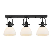 Golden - 3118-3SF BLK-OP - Three Light Semi-Flush Mount - Hines - Matte Black