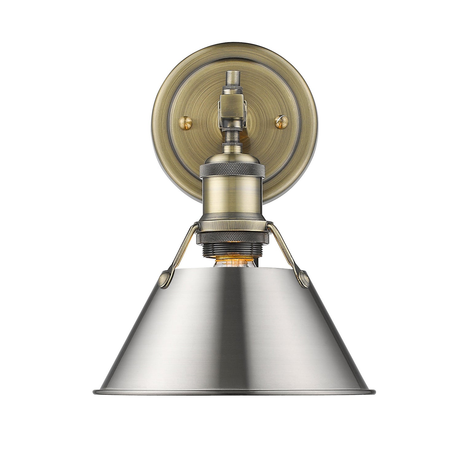 Golden - 3306-BA1 AB-PW - One Light Bath Vanity - Orwell - Aged Brass