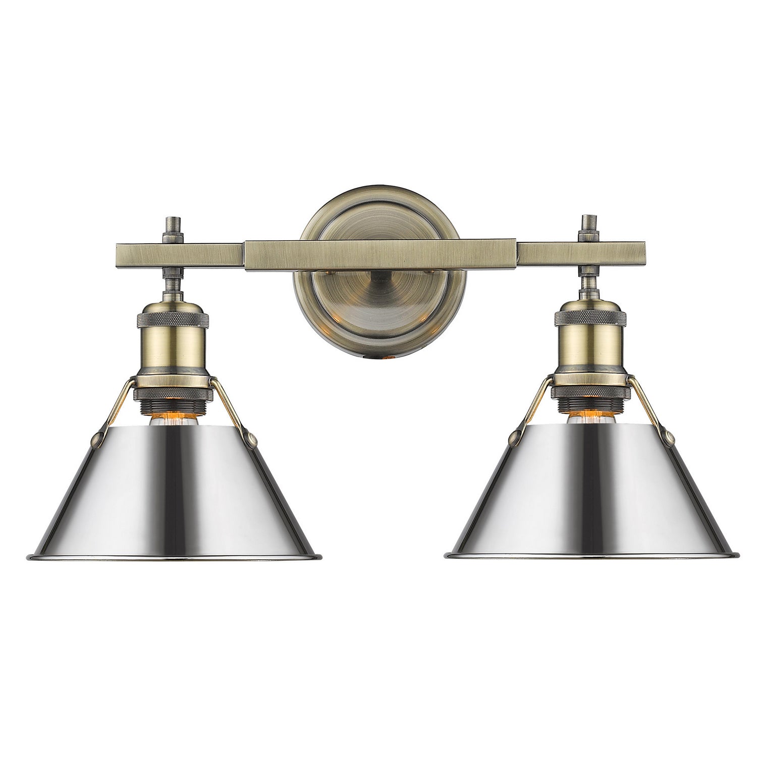 Golden - 3306-BA2 AB-CH - Two Light Bath Vanity - Orwell - Aged Brass