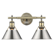Golden - 3306-BA2 AB-PW - Two Light Bath Vanity - Orwell - Aged Brass
