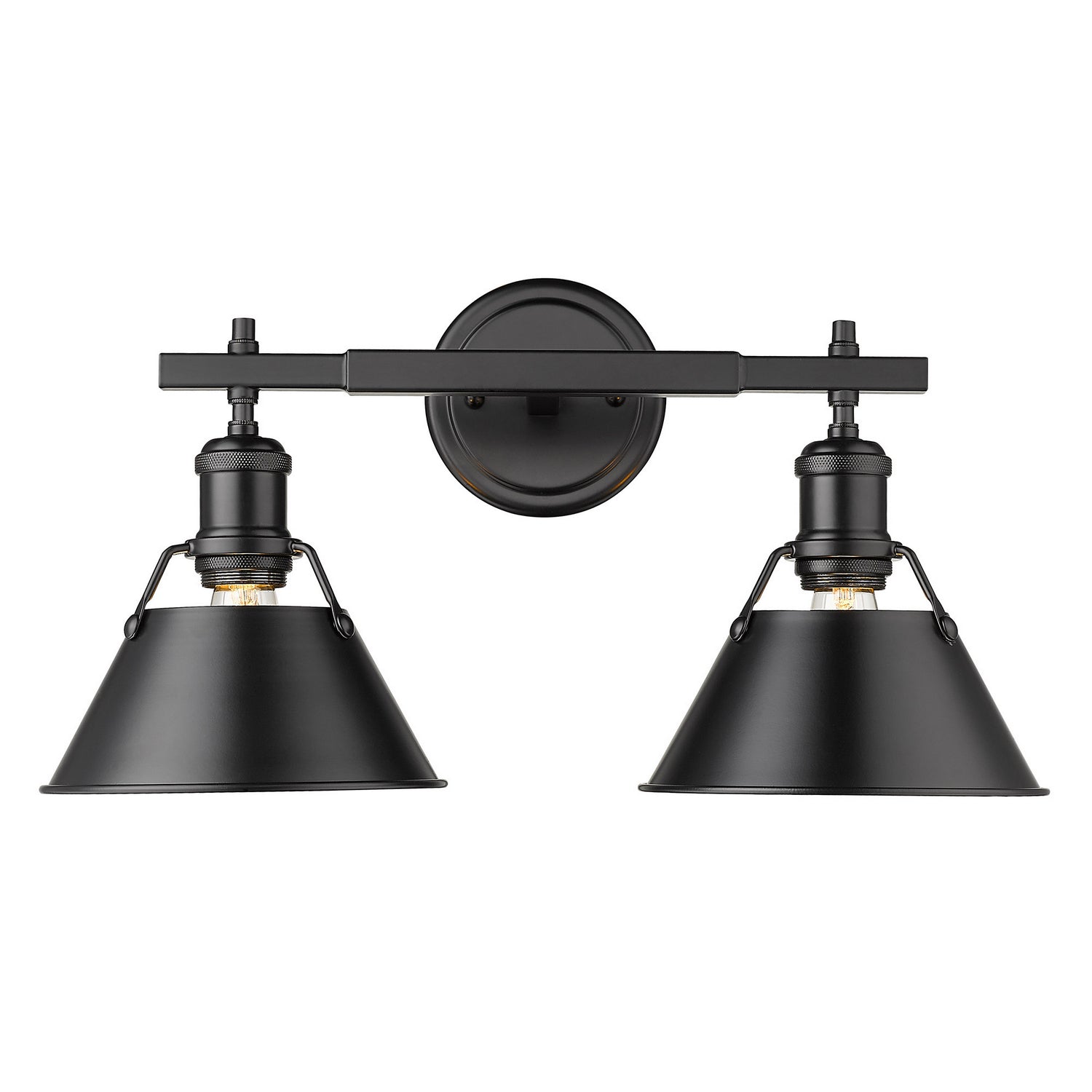 Golden - 3306-BA2 BLK-BLK - Two Light Bath Vanity - Orwell - Matte Black
