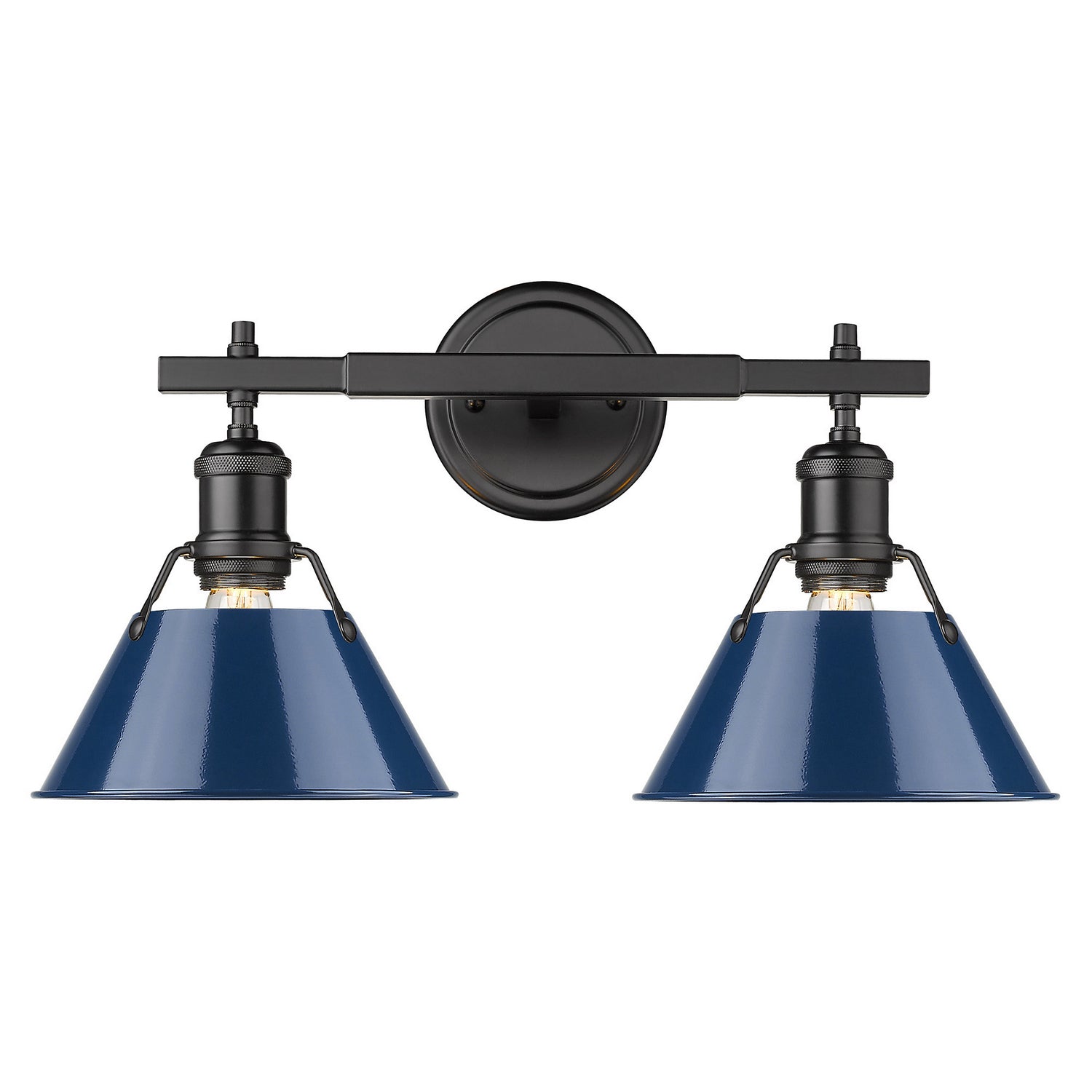 Golden - 3306-BA2 BLK-NVY - Two Light Bath Vanity - Orwell - Matte Black