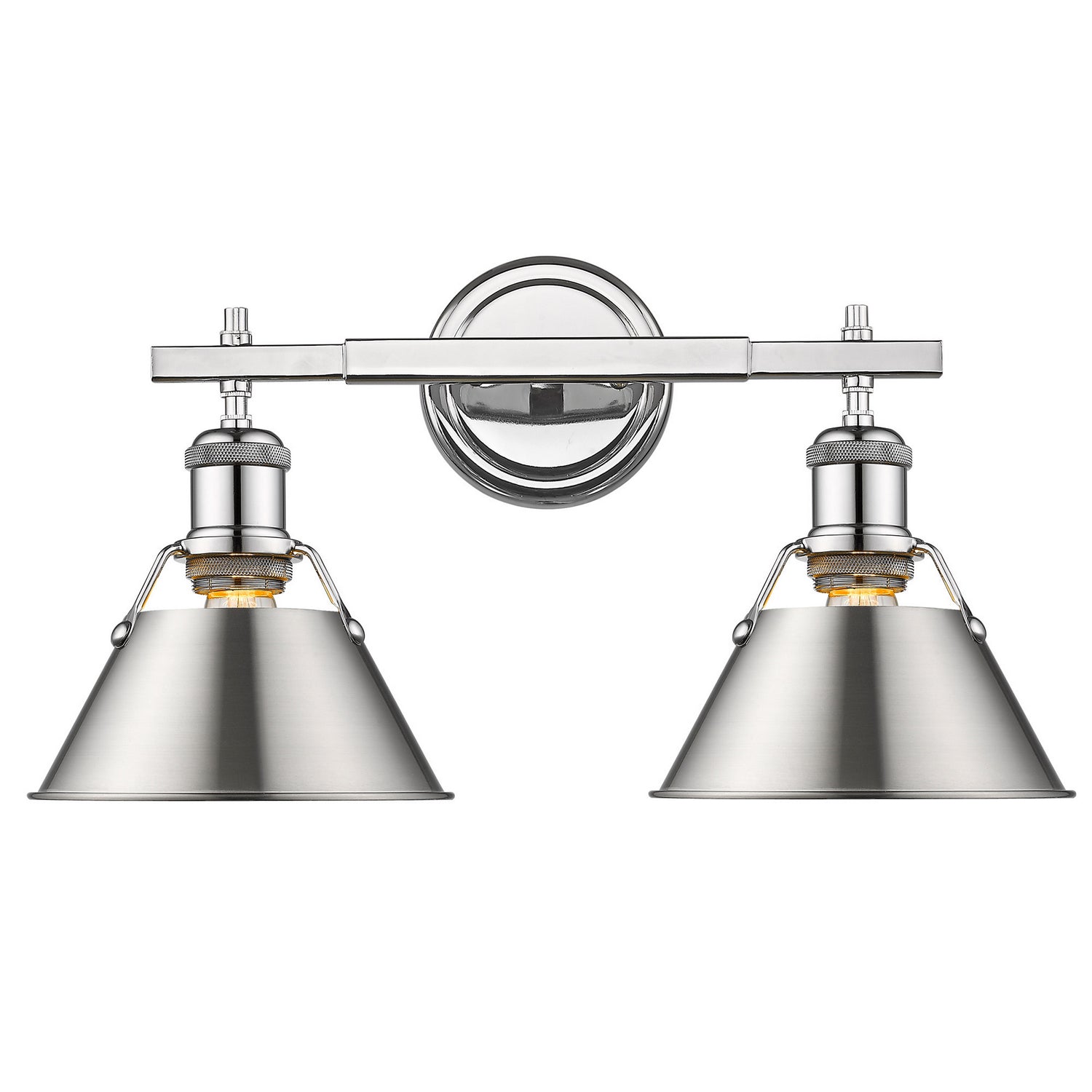 Golden - 3306-BA2 CH-PW - Two Light Bath Vanity - Orwell - Chrome