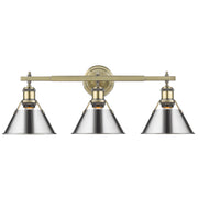 Golden - 3306-BA3 AB-CH - Three Light Bath Vanity - Orwell - Aged Brass