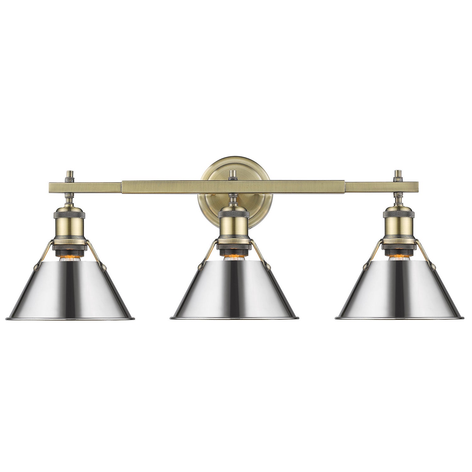 Golden - 3306-BA3 AB-CH - Three Light Bath Vanity - Orwell - Aged Brass