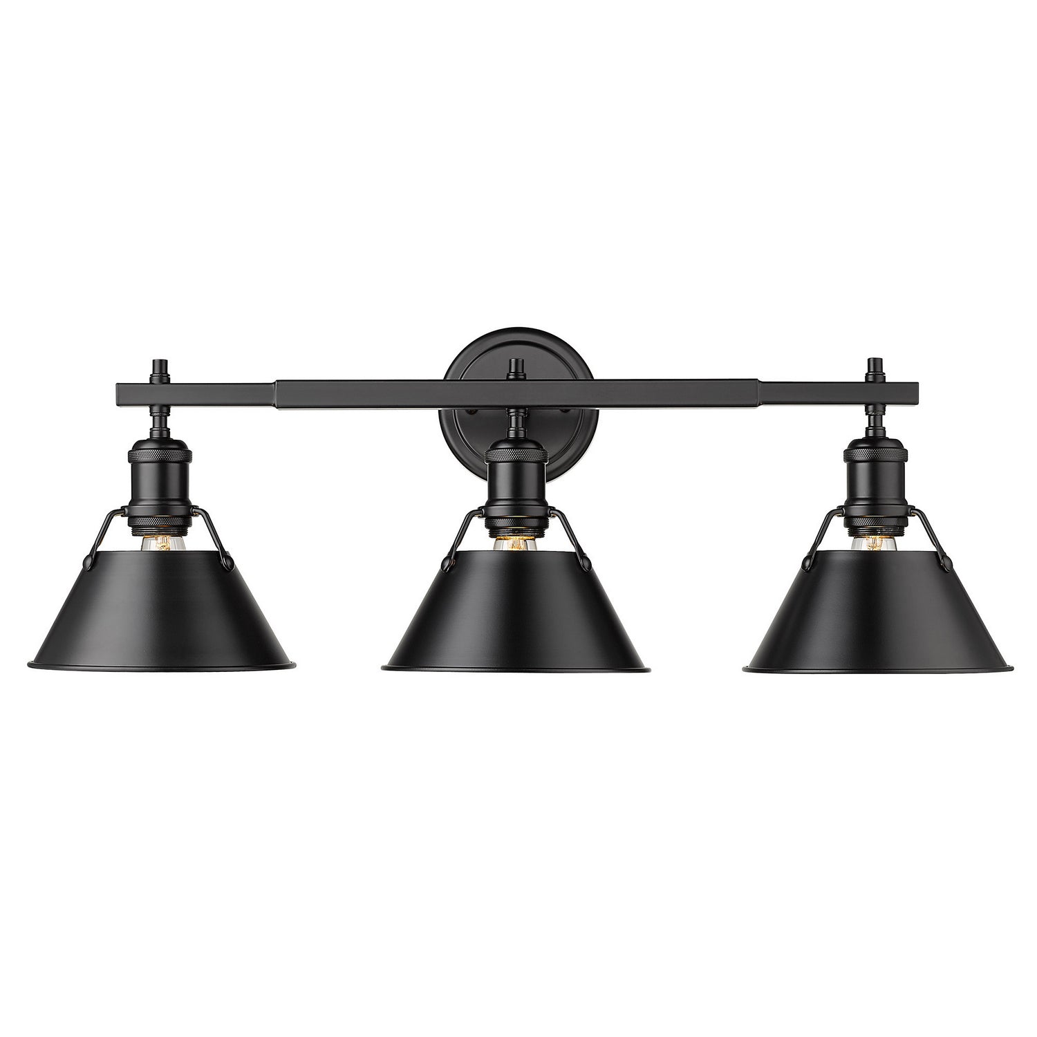 Golden - 3306-BA3 BLK-BLK - Three Light Bath Vanity - Orwell - Matte Black