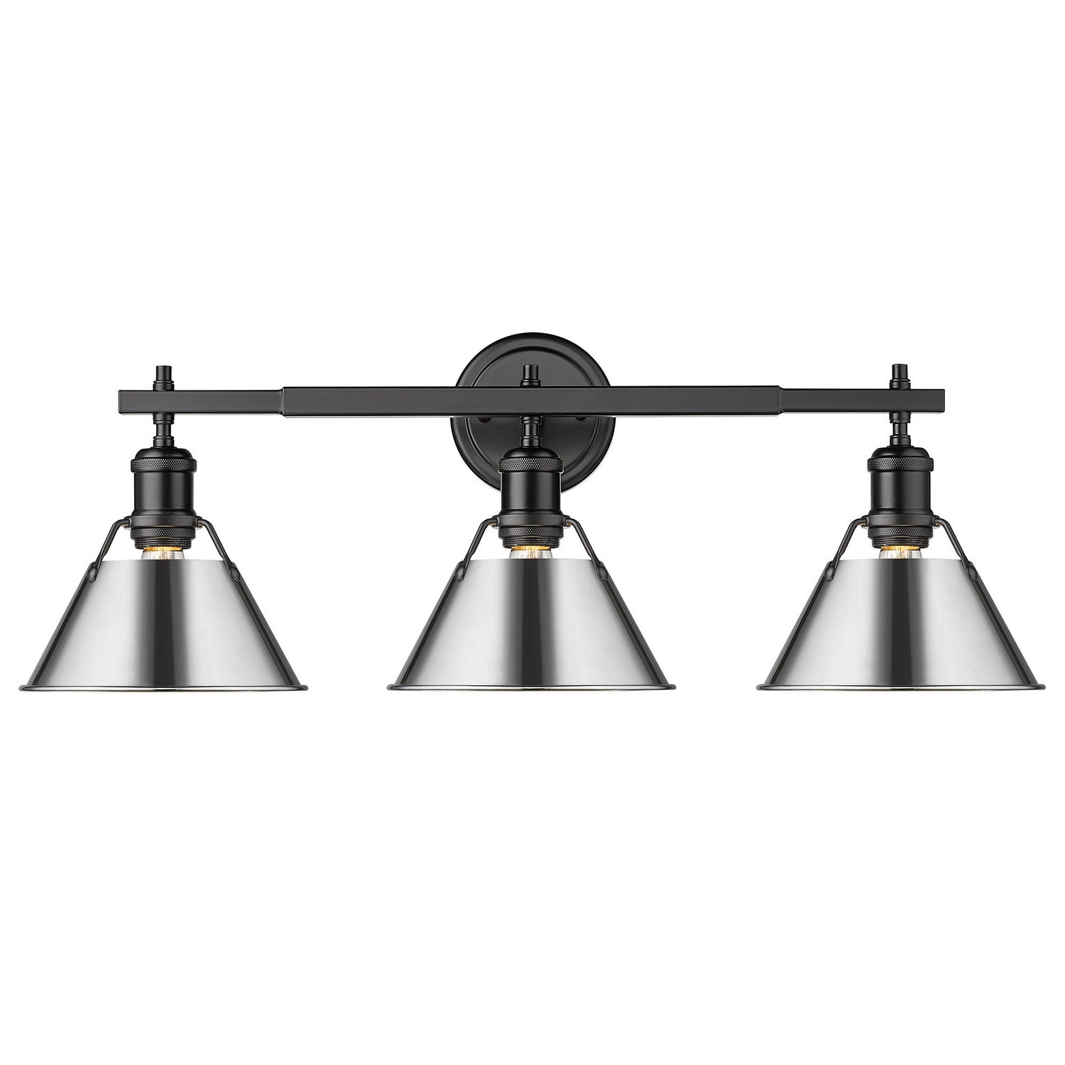 Golden - 3306-BA3 BLK-CH - Three Light Bath Vanity - Orwell - Matte Black