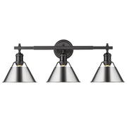 Golden - 3306-BA3 BLK-CH - Three Light Bath Vanity - Orwell - Matte Black