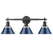 Golden - 3306-BA3 BLK-NVY - Three Light Bath Vanity - Orwell - Matte Black