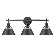 Golden - 3306-BA3 BLK-RBZ - Three Light Bath Vanity - Orwell - Matte Black