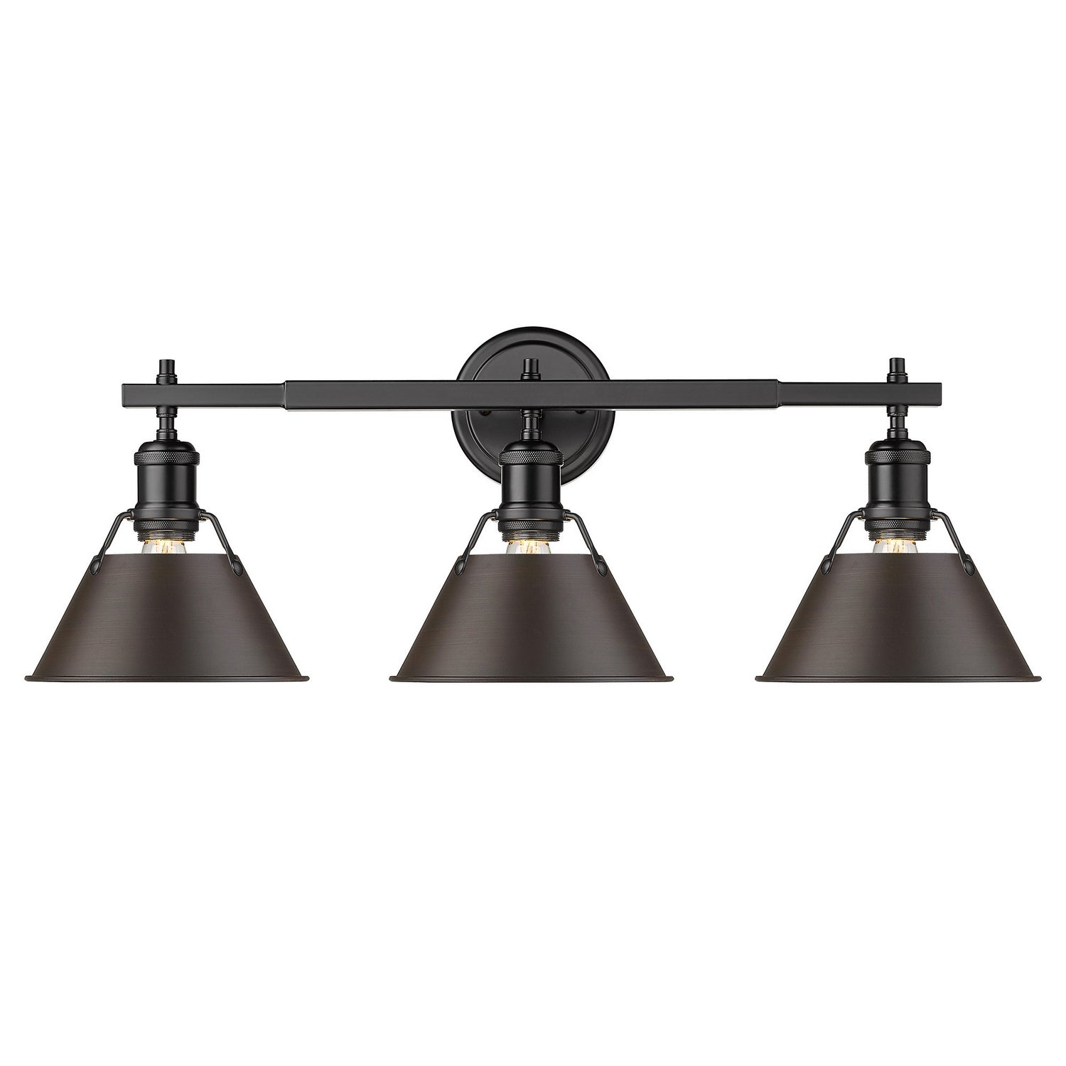Golden - 3306-BA3 BLK-RBZ - Three Light Bath Vanity - Orwell - Matte Black