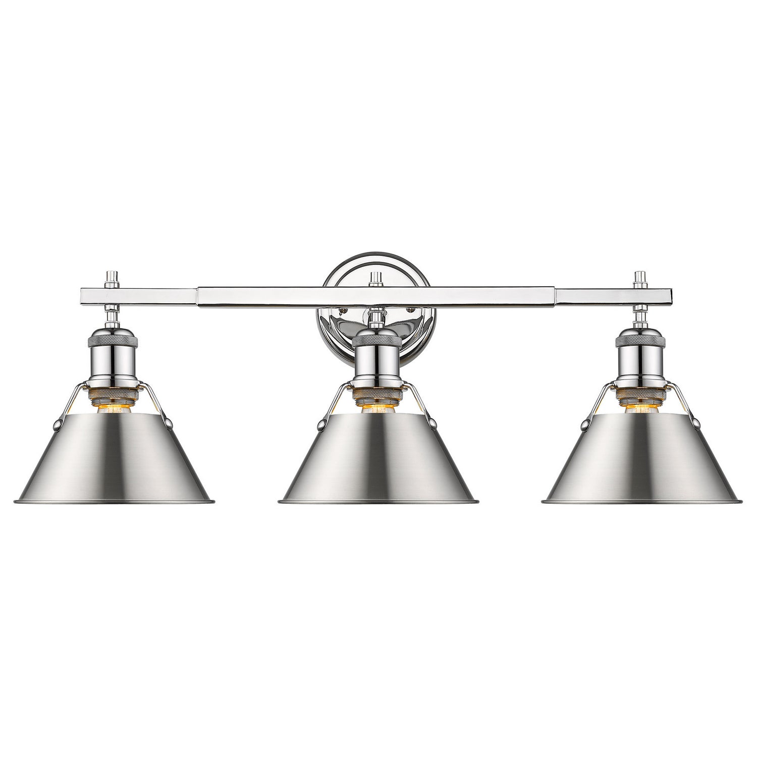 Golden - 3306-BA3 CH-PW - Three Light Bath Vanity - Orwell - Chrome
