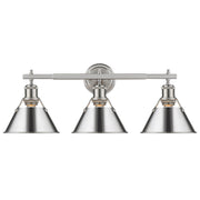 Golden - 3306-BA3 PW-CH - Three Light Bath Vanity - Orwell - Pewter