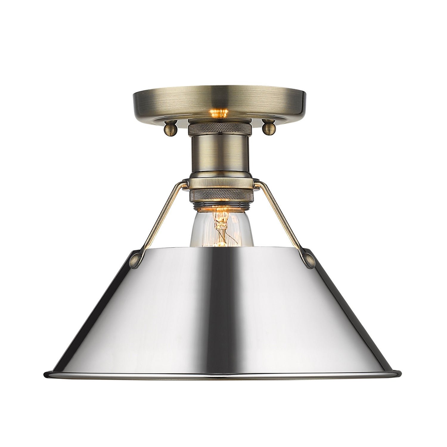 Golden - 3306-FM AB-CH - One Light Flush Mount - Orwell - Aged Brass