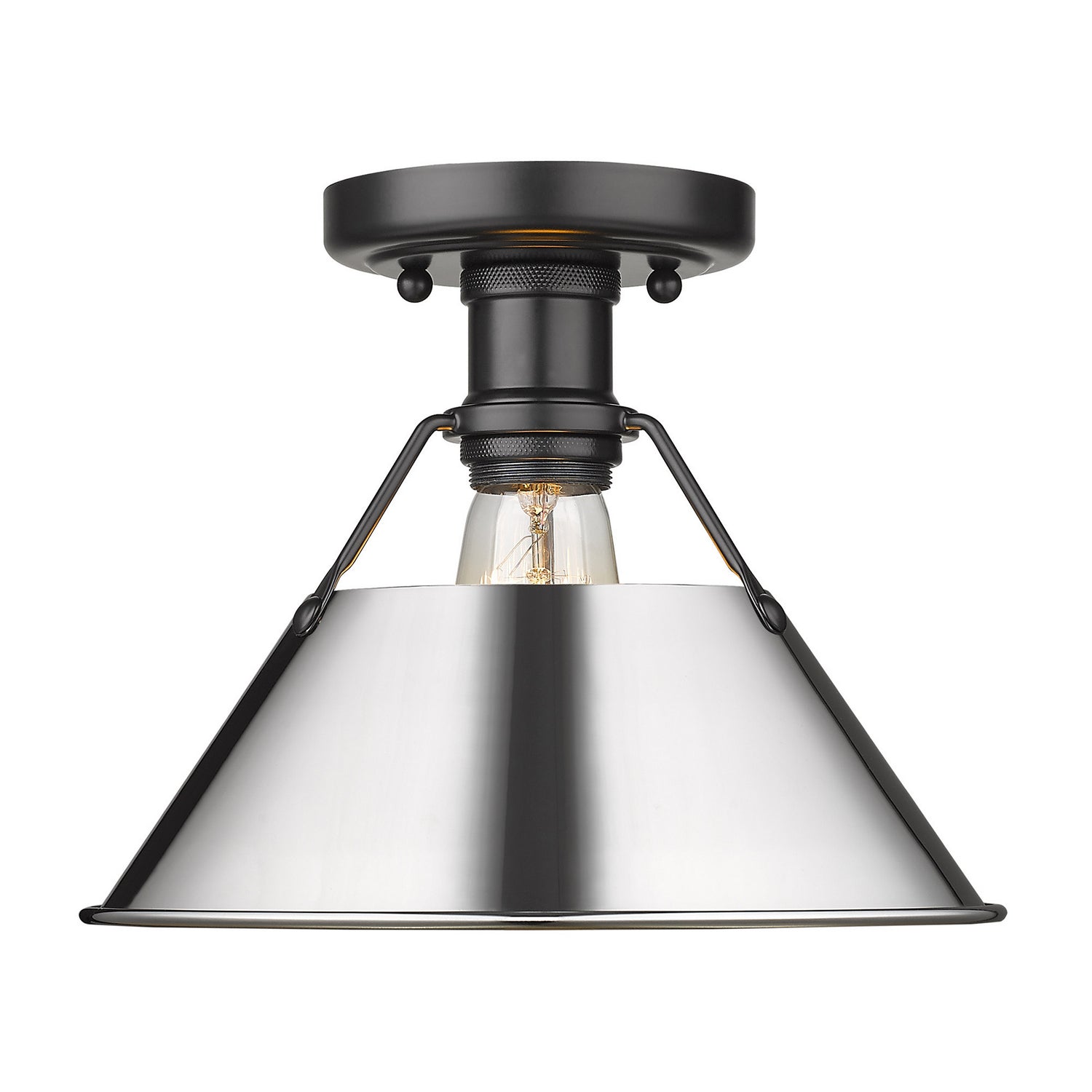 Golden - 3306-FM BLK-CH - One Light Flush Mount - Orwell - Matte Black