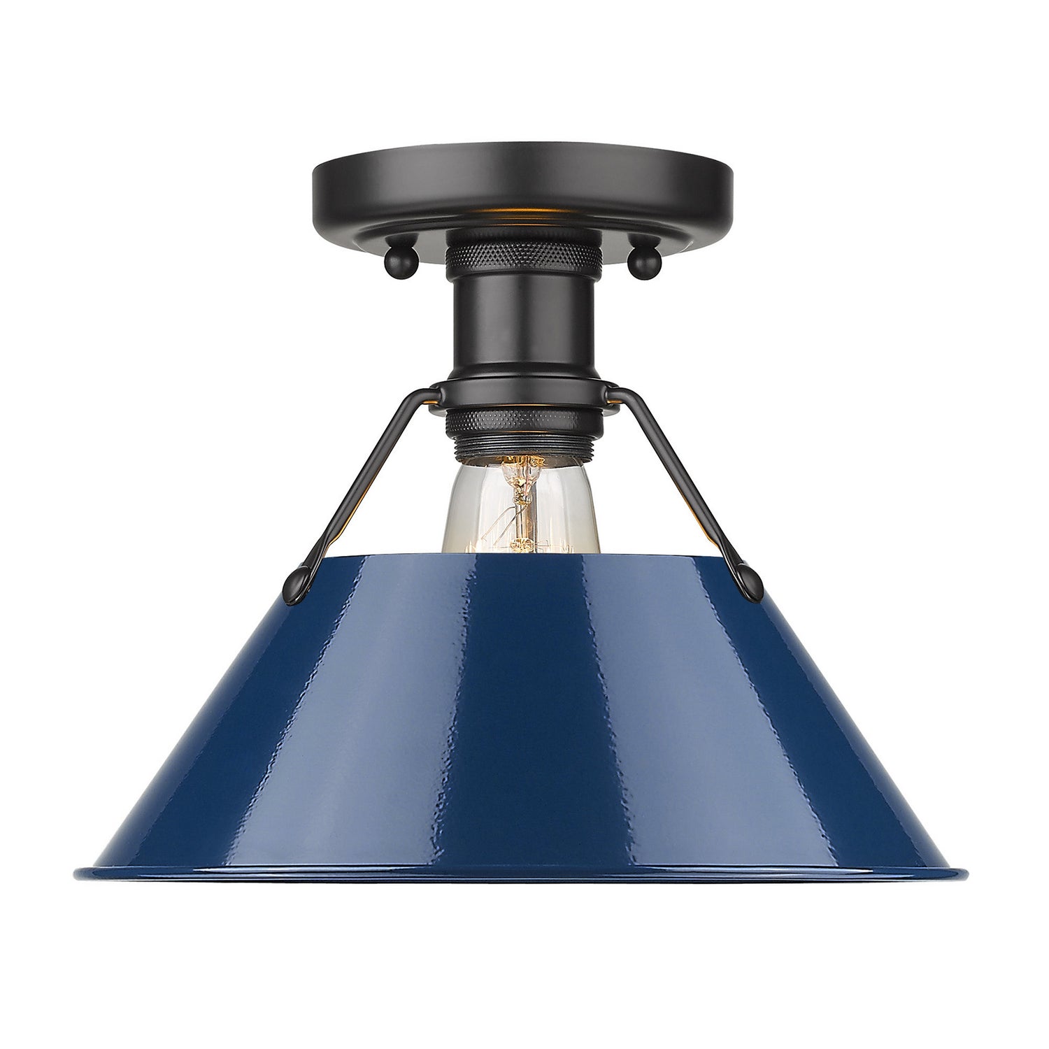 Golden - 3306-FM BLK-NVY - One Light Flush Mount - Orwell - Matte Black
